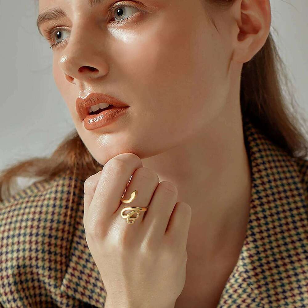 Skyrim Stainless Steel Snake for Women Men Gold Color Finger Rings Punk Serpent Animal Party Jewelry Gift Wholesale XJ260127