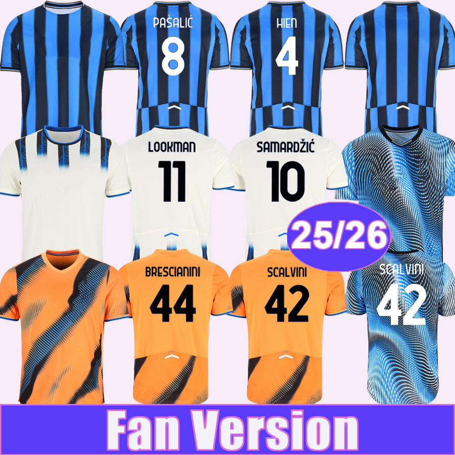 25 26 SCAMACCA LOOKMAN Mens Soccer Jerseys HIEN PASALIC BELLANOVA SCALVINI BRESCIANINI Home Away 3rd 4th Football Shirts Adult Uniforms