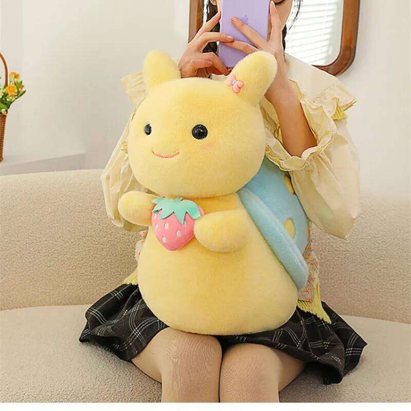 Eight inch cute strawberry plush toys for children's birthday gift girls sleep with the snail pillow Y260128