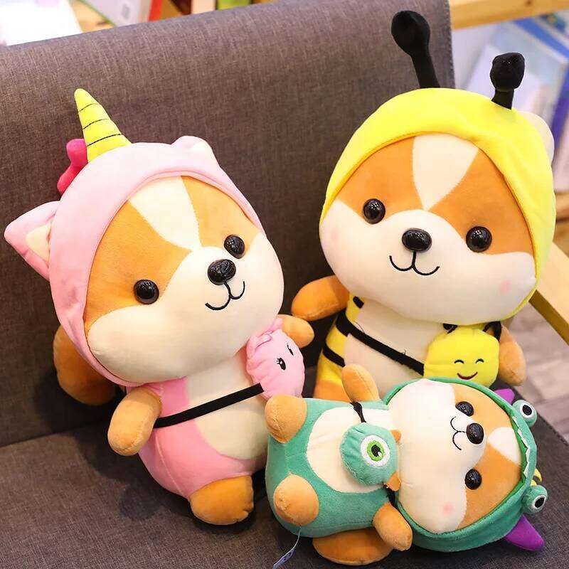 Cute transforming squirrel plush toy dinosaur moose bee doll for kids Y260128