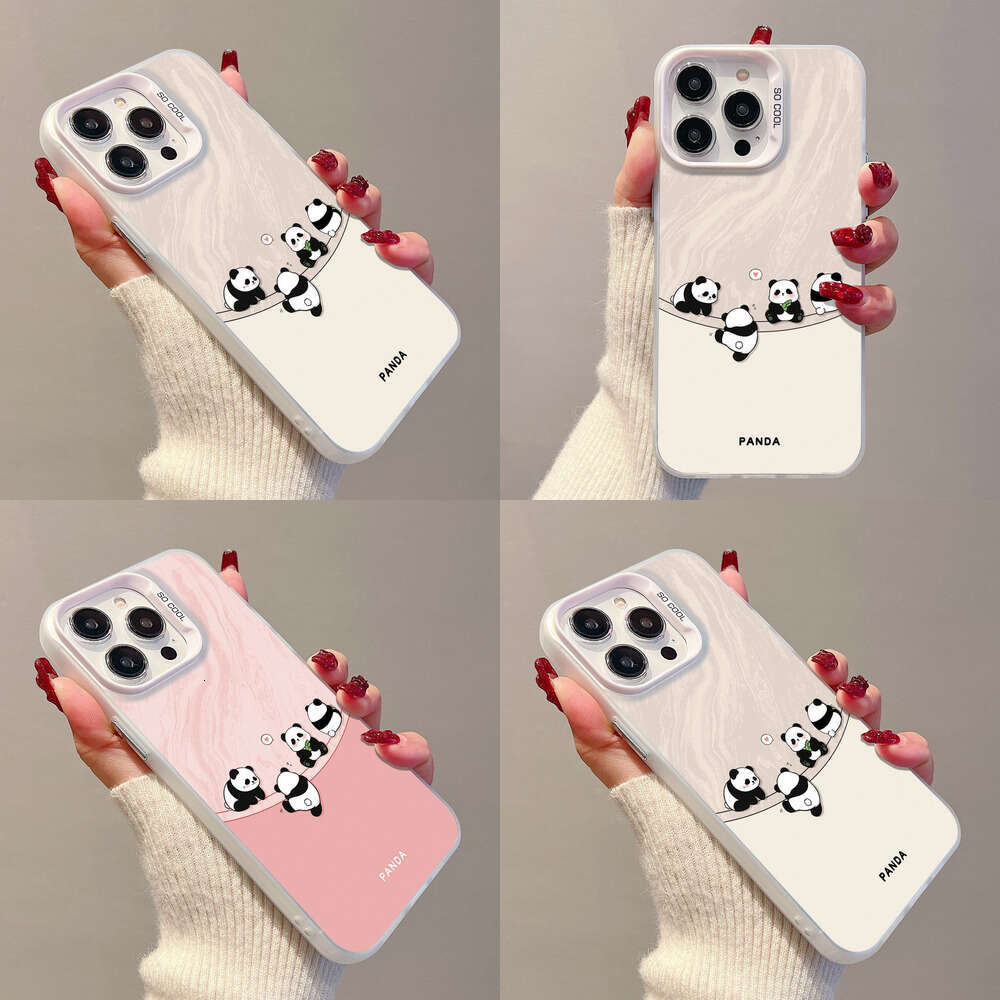 Four Cute Pandas Compatible with Apple 15 Pro Max Phone iPhone 14 Full Coverage 13 Niche 12 Hard Case 11 S260128 e5b