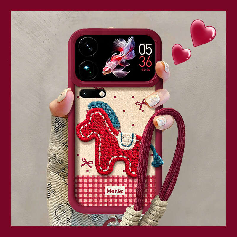Compatible with Xiaomi 17 Max Phone Case 15/14/13 Pro Red 2026 Zodiac Year New Women's Style Pony Sticker S260128