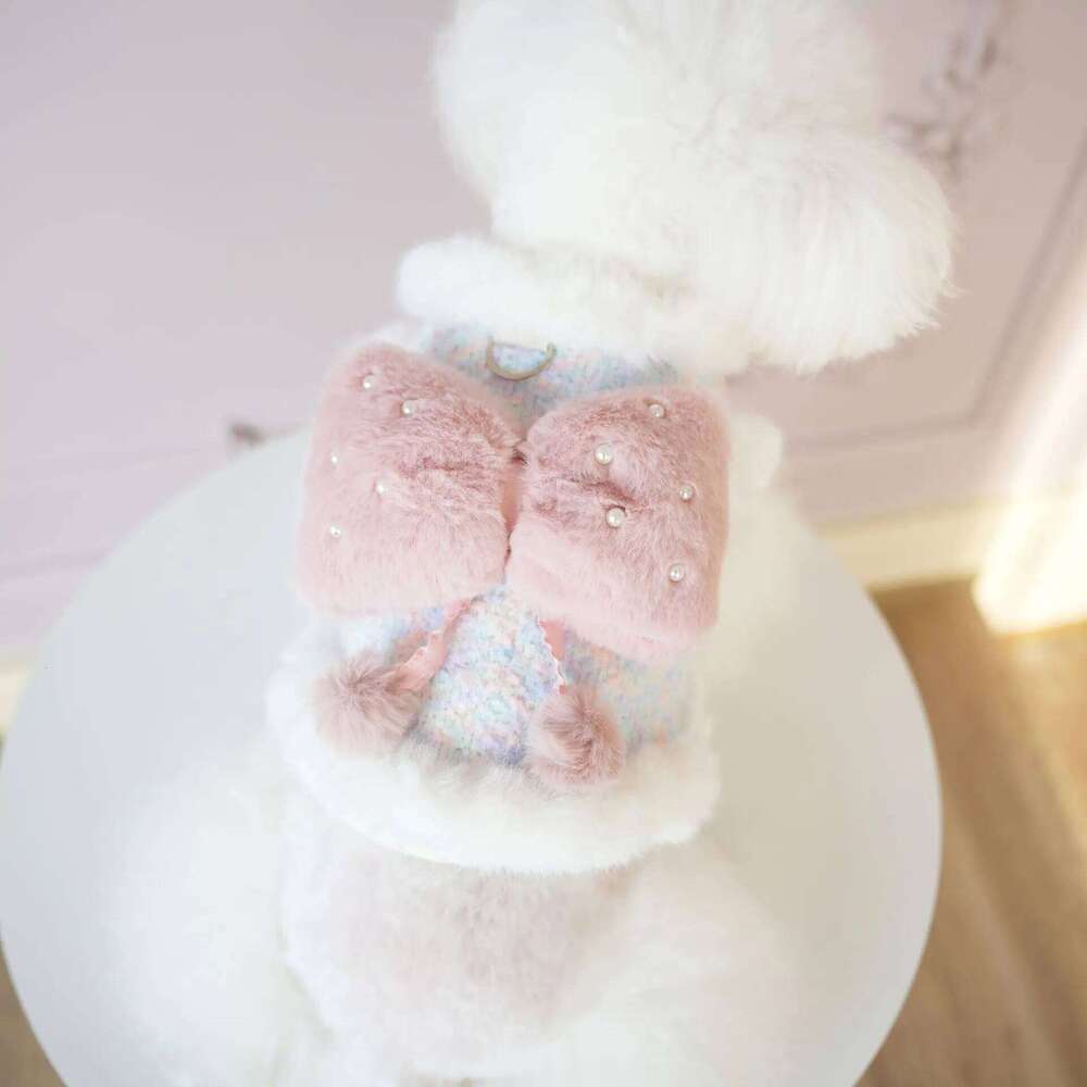Pet Teddy Bear Colorful Bow Set Cotton Coat Autumn and Winter Warm Coat, Cat Dog Clothes for Small Dogs Jacket Puppy XJ260127