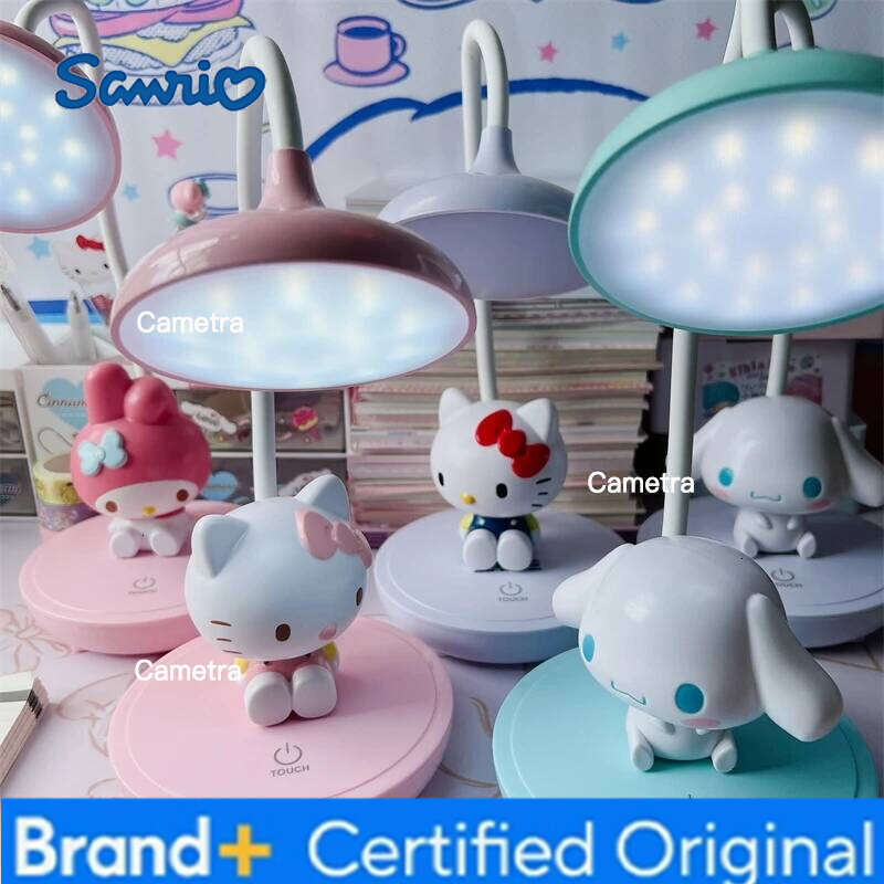 Sanrio Cinnamoroll Mymelody Hello Kitty Night Light Kawaii Learning Writing Table LED Lamp Anime Bedroom Bedside Figure Girls H260128