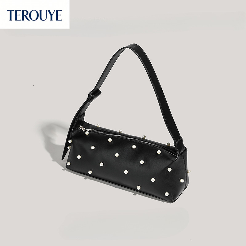 TEROUYE autumn and winter new light luxury elegant pearl handbag rectangular bag trend versatile niche bag design armpit bag bag