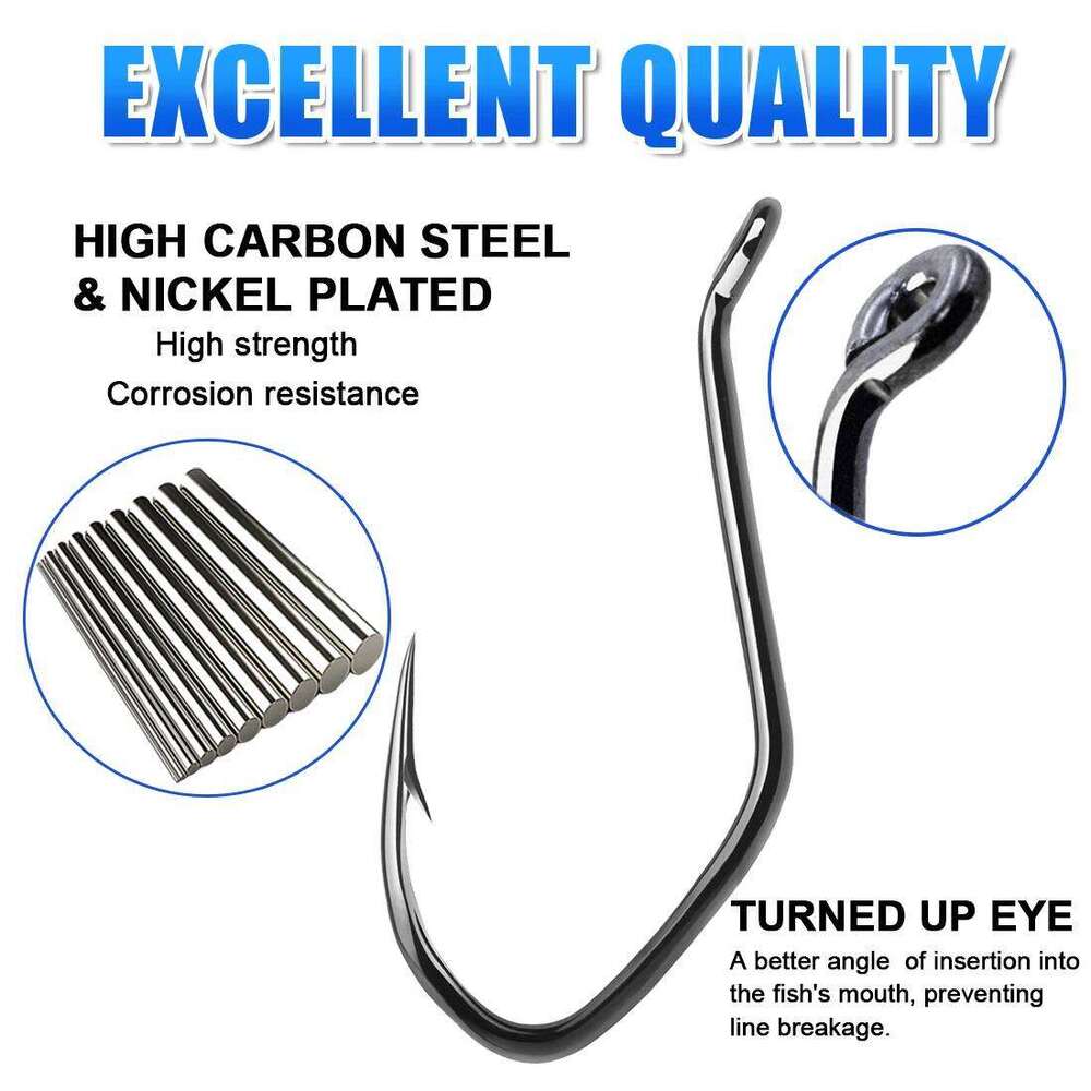 FishTrip Catfish Big River Hooks 25-100pcs Fishing Live Bait Offset Hook Saltwater Freshwater High Carbon Steel Z260128