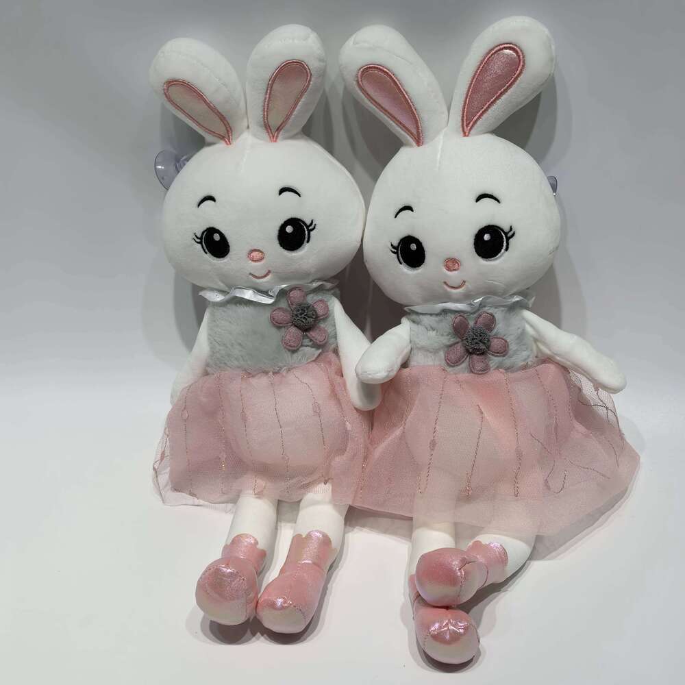 Stuffed animal doll girly heart tutu skirt long ear pink aire rabbit plush toy Y260128