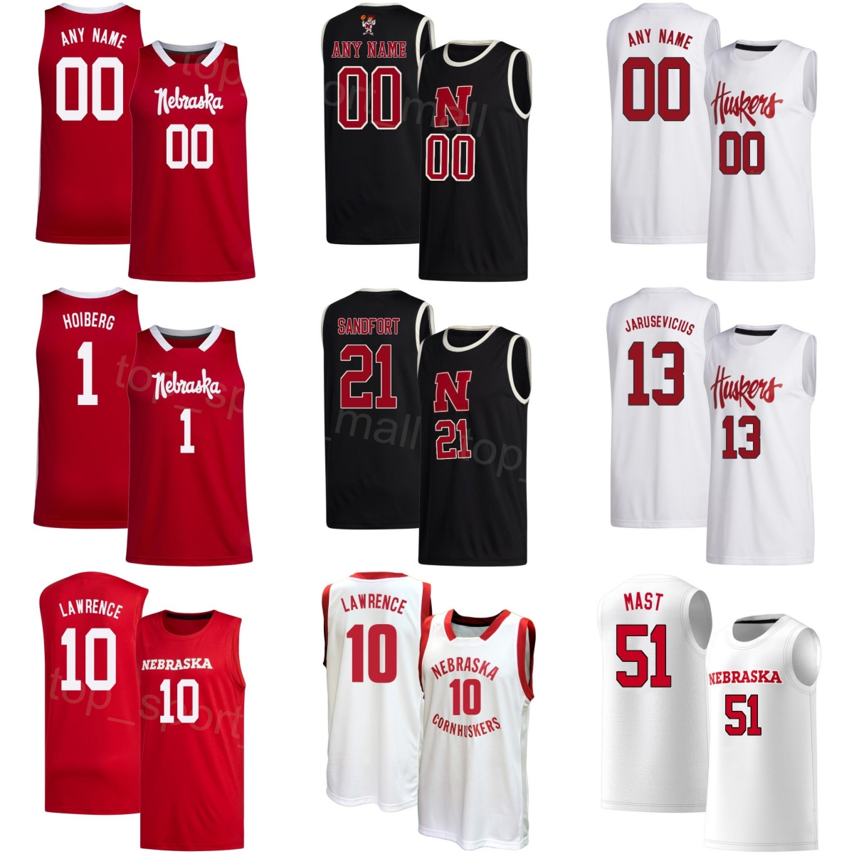 Printed College Basketball Nebraska Cornhuskers Jersey 51 Rienk Mast Pryce Sandfort Braden Frager Jamarques Lawrence Sam Hoiberg Buyuktuncel Child Women Mens
