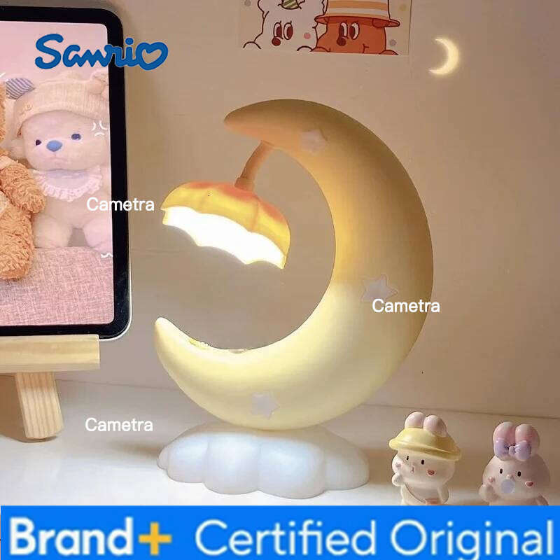 Sanrio Moon Shaped Night Light with Soothing LED Glow Bedside Lamp for Sleep Enhancement Bedroom Ambiance and Relaxing Atmosphere H2601281
