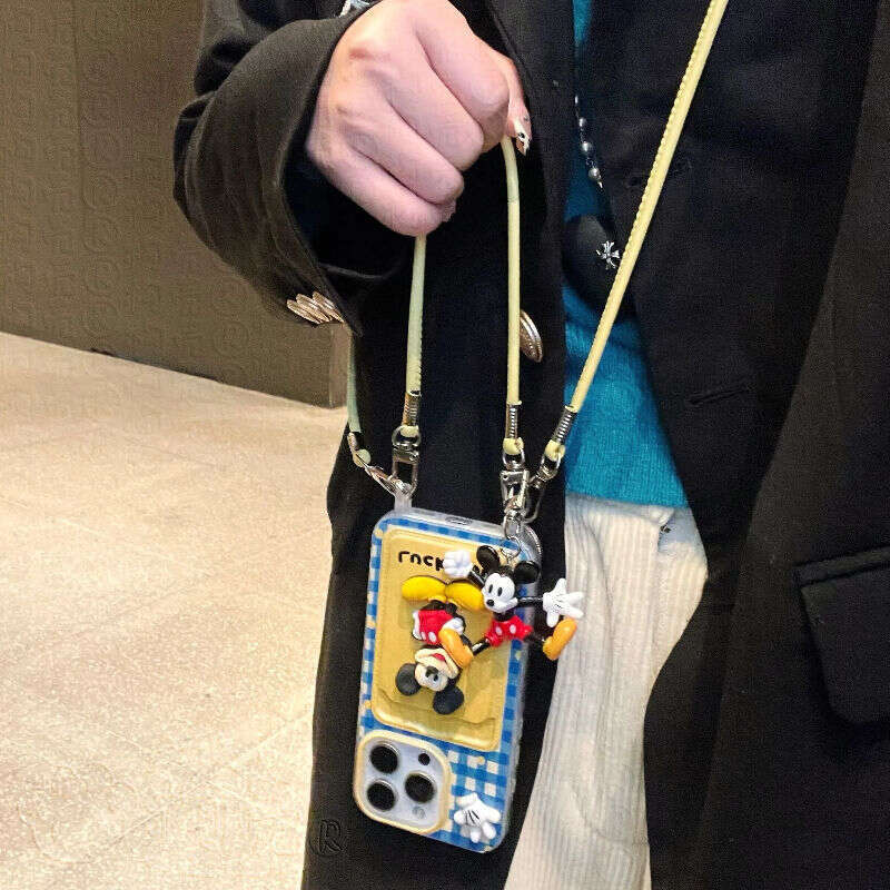 Mickey 16 Pro Max Phone 15 New 13 Women Apple 14 Soft Case iPhone 12 Crossbody S260128