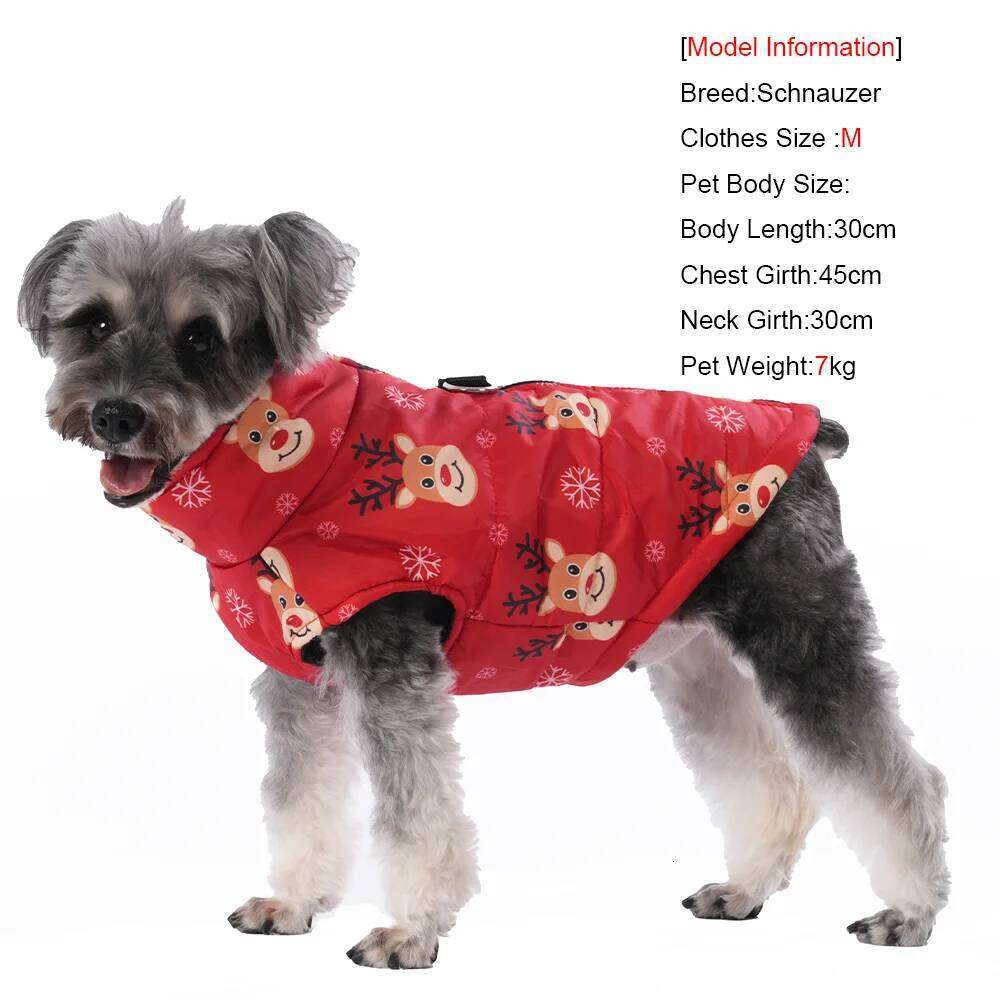 Christmas Dog Costume Winter Festival Party Pet Jacket For Small Medium New Year Snowman Print Dogs Outfits With D-ring XJ260127