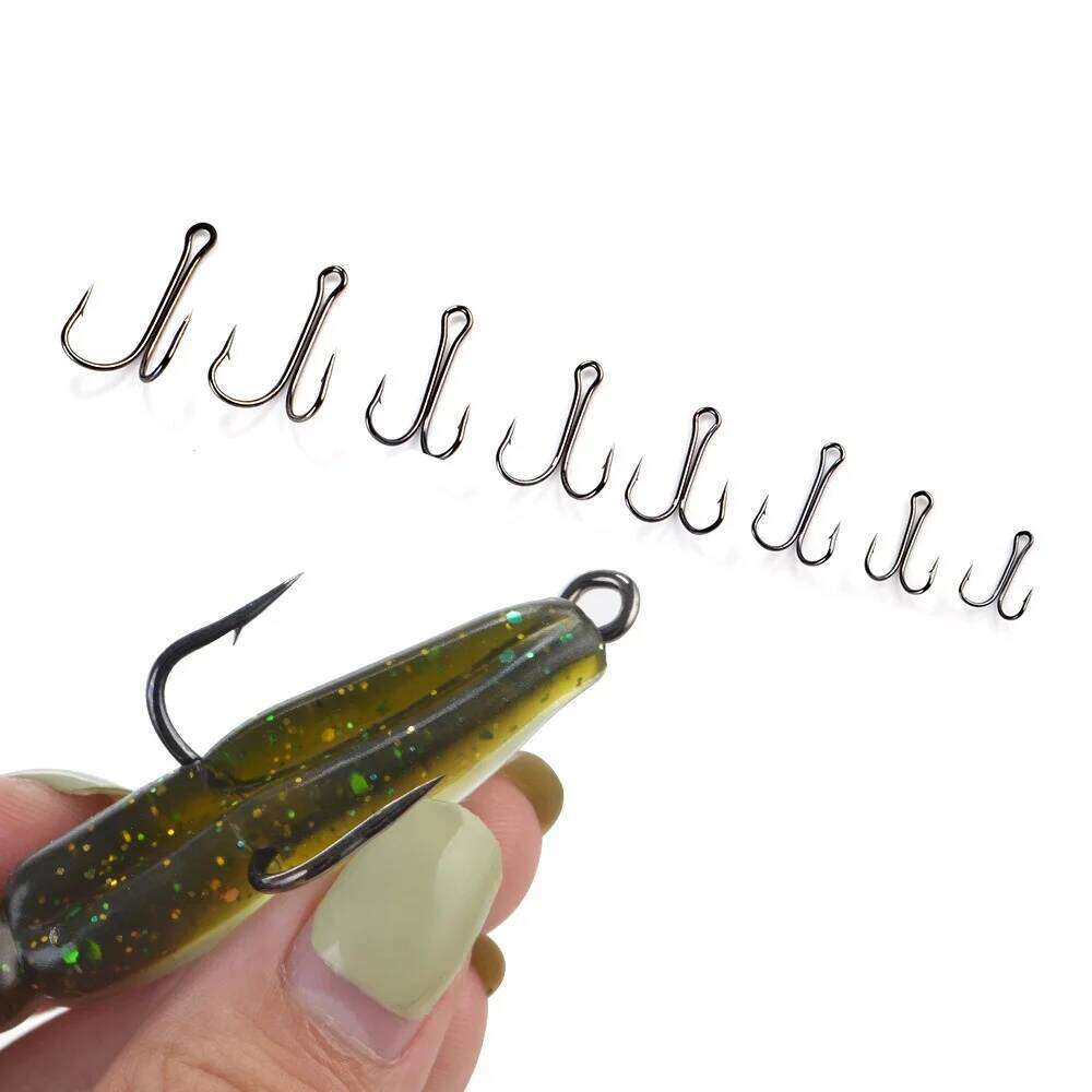 FTK 20PCS High Carbon Steel Duple 1/2/4/6/8# Double Fishing Hooks Barbed Carp Fishhook For Soft Worm Lure Z260128