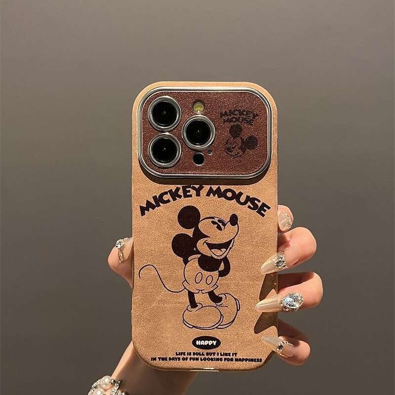 Cartoon Mickey Fleece Leather Compatible with Apple 16 Phone iPhone 15 Protective Cover 14/13 Full Coverage 12 Soft Case S260128