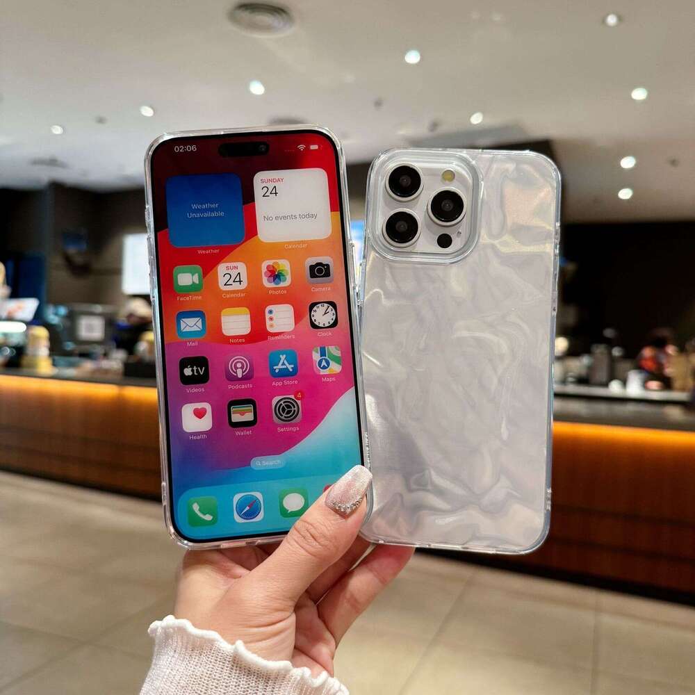 Compatible with New Apple 17 IMD Feather Gauze Glossy Surface Paintable iPhone 16 Shockproof Phone Case Material S260128