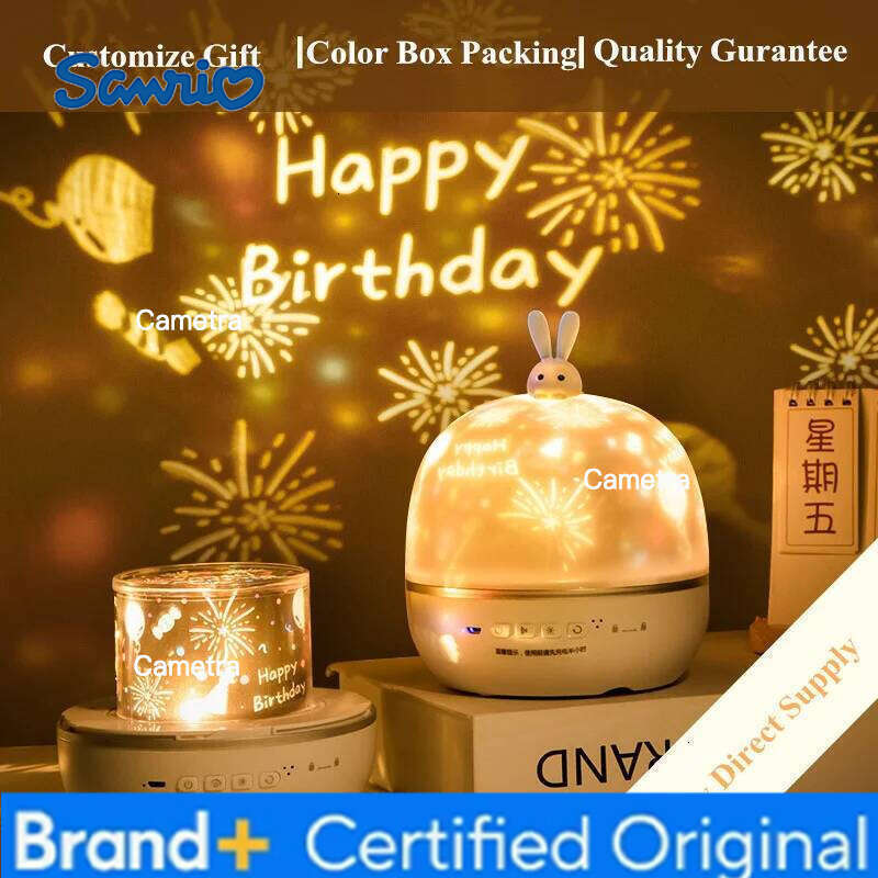 Sanrio Moon Bunny Dream Projector Night Light Lamp 360 Degree Rotation 21 Projection Patterns Nighlight For Kids Adult's Gift H260128