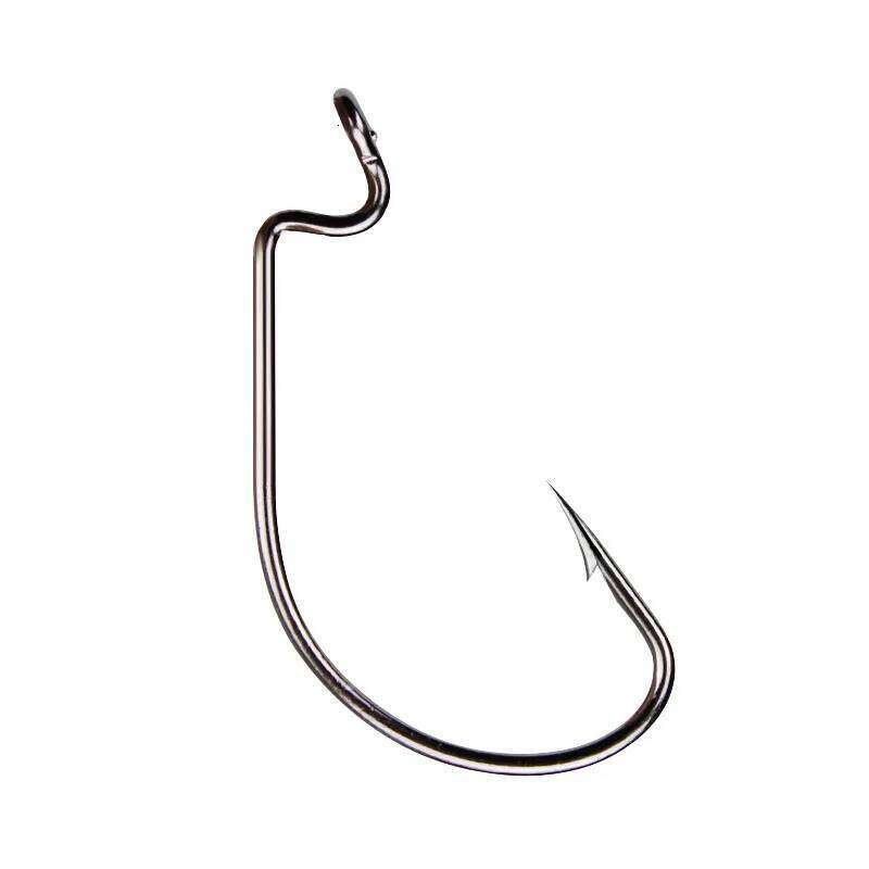 50pcs Wide Worm Carbon Steel Offset Fishhook Bass Barbed Carp Hook Accessories Gear Fishing Tackle Z260128