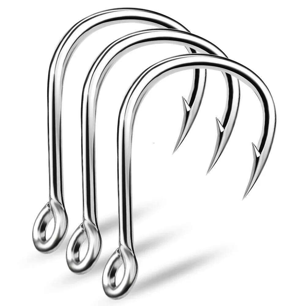 Ring Eye Fishhooks Hook Silver Barbed Circle Fly Fishing Sharp Carbon Steel Tackle Accessories Worm Hooks Z260128