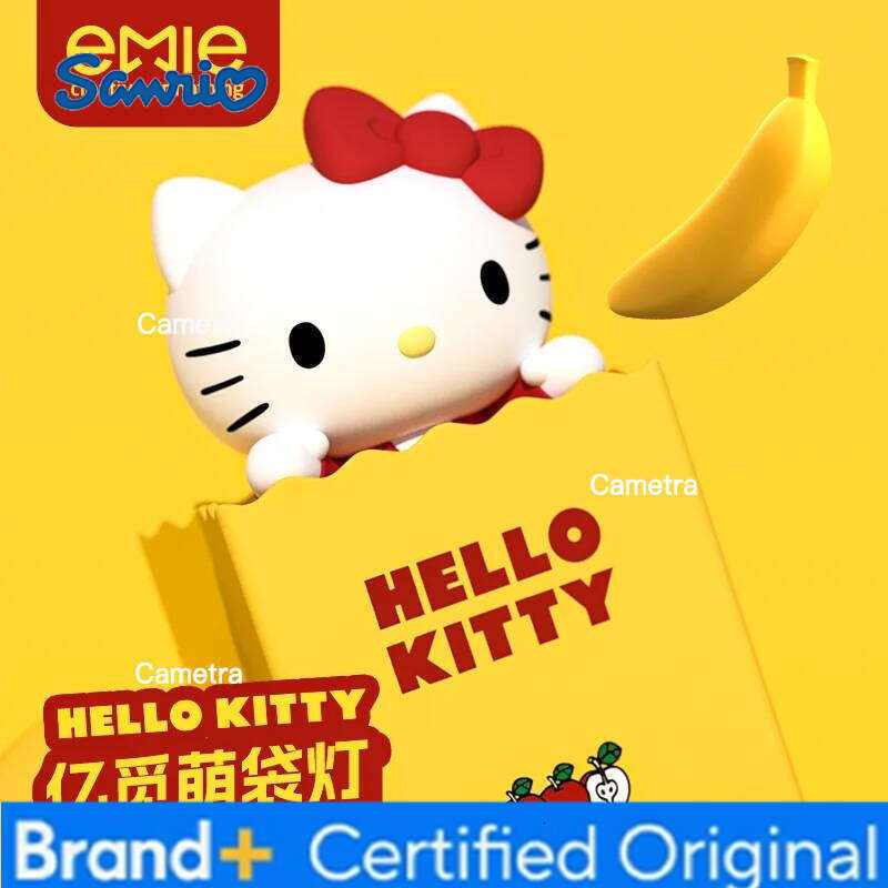 Sanrio Emie Hello Kitty Creative Usb Rechargeable Paper Bag Led Night Light Decor Bedroom Desktop Closet Lamp Gifts Toys H260128