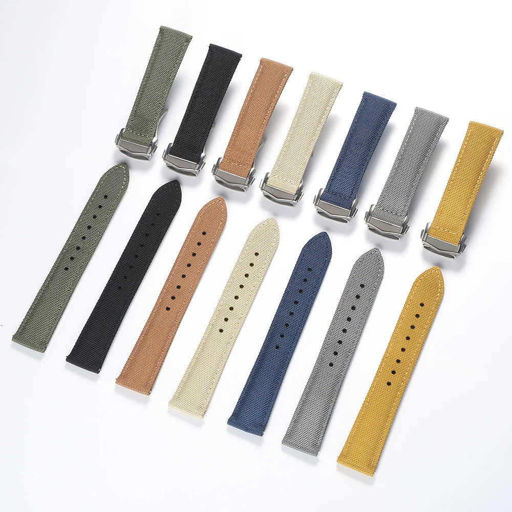 Deployant Sailcloth Watch Strap 20mm 22mm TwoSide Waterproof Nylon Quick Release With Folding Buckle Band for 260122