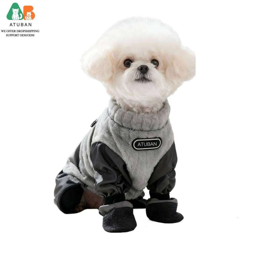 ATUBAN Warm Fleece Dog Jacket,Windproof Winter Coat with Harness Built in,Reflective Turtleneck Dogs Snowsuit XJ260127
