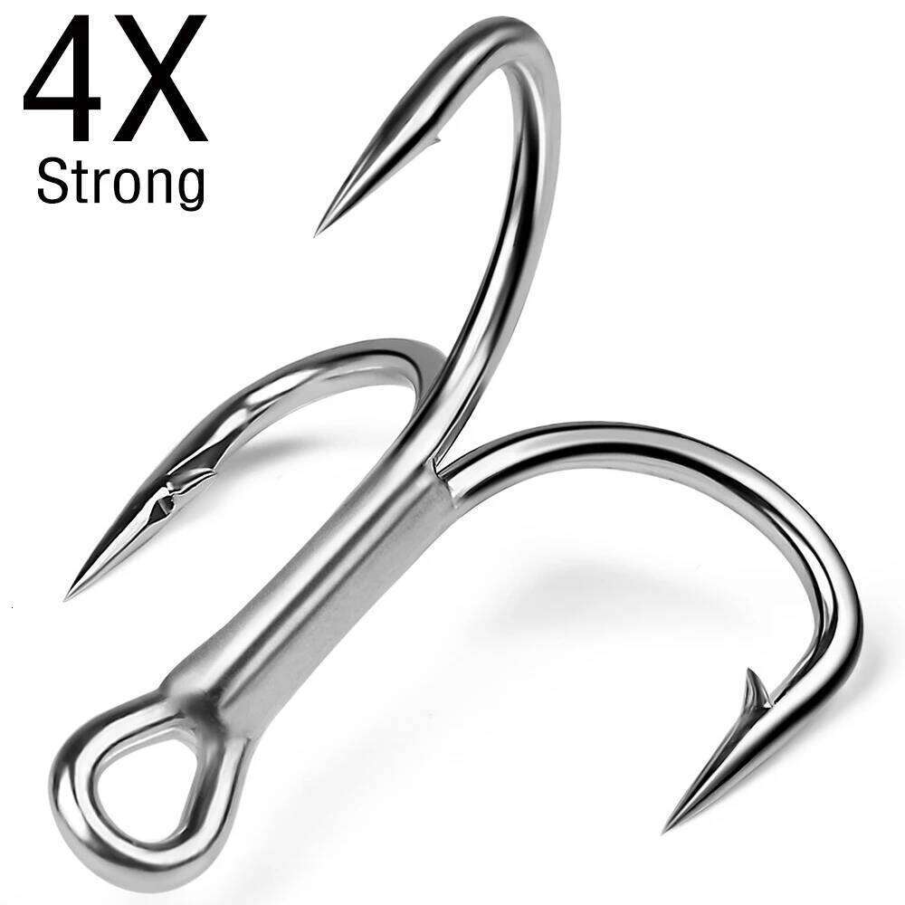 4x Strong Treble 10Pcs 4#-5/0# Saltwater Carbon Steel Fishhooks High Strength Hooks Fishing Tackle Z260128