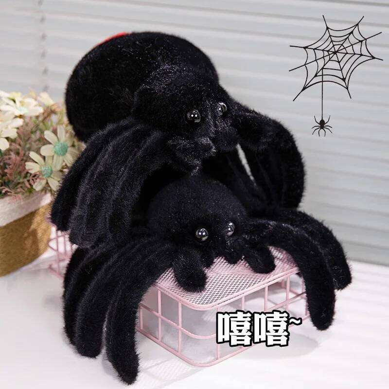 Simulation Animals Realistic Black Plush Toy Soft Stuffed Animal Cartoon Little Spider Plushies Doll for Kids Xmas Gift Y260128