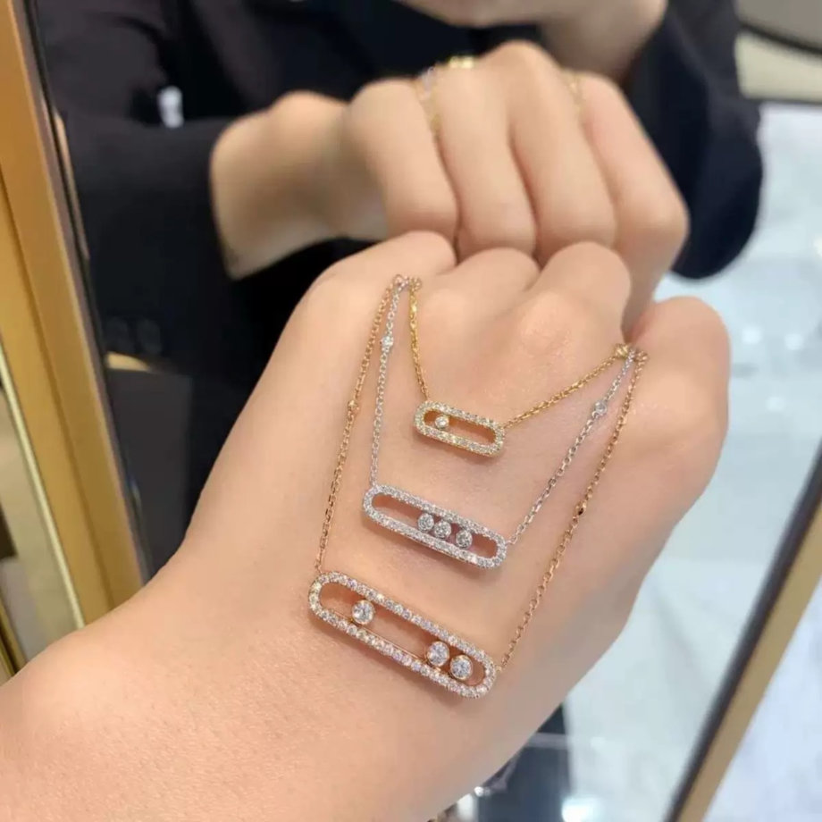 fashion necklaces jewelry woman designer luxury necklace shiny slide diamond chain stainless steel jewelry sliver gold color choker popular product pendent chain