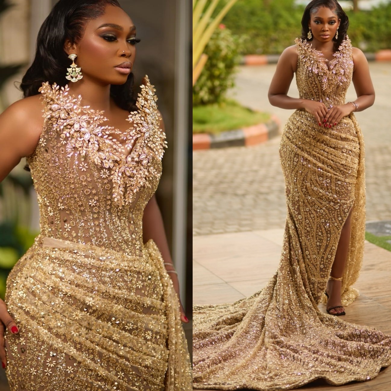 Aso Ebi Gold Mermaid Prom Dresses 2026 Sweetheart Crystals Sequined Illusion Evening Formal Party Second Birthday Engagement Gowns Dress For Special O