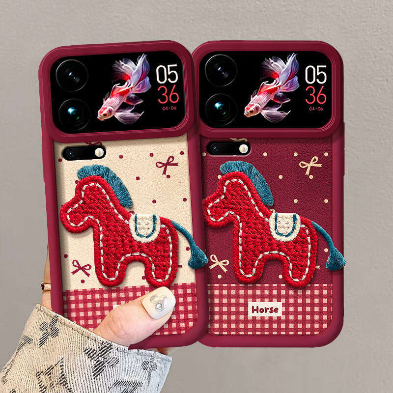 Compatible with Xiaomi 17 Max Phone Case 15/14/13 Pro Red 2026 Zodiac Year New Women's Style Pony Sticker S260128