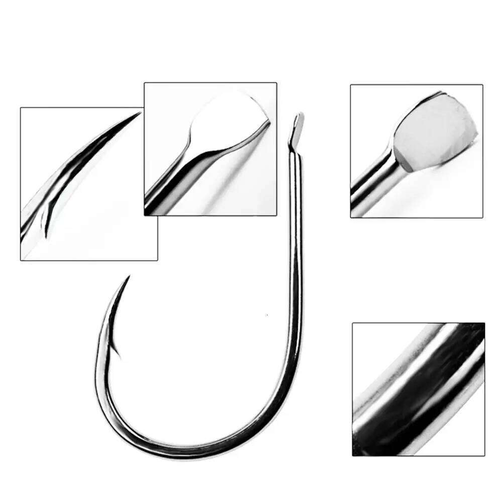 100pcs/box Durable Jig Fishhooks Barbed High Carbon Steel Hook Flat Head Carp Lure Fishing Tackle Box Z260128