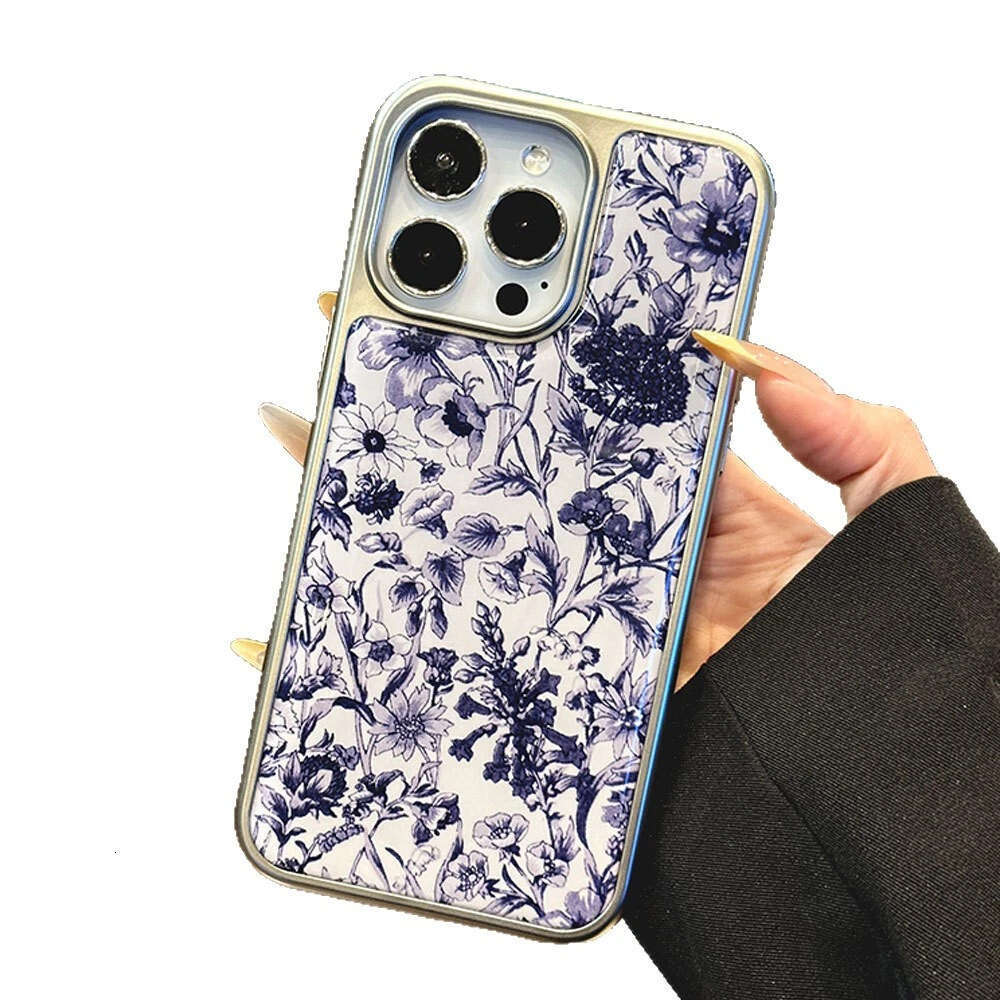 Minimalist Style Blue and White Compatible with iPhone 17 Hydrogel 16 Pro Max Phone Case 14 Electroplated 13 Large Hole 12 Epoxy 15 S260128 017