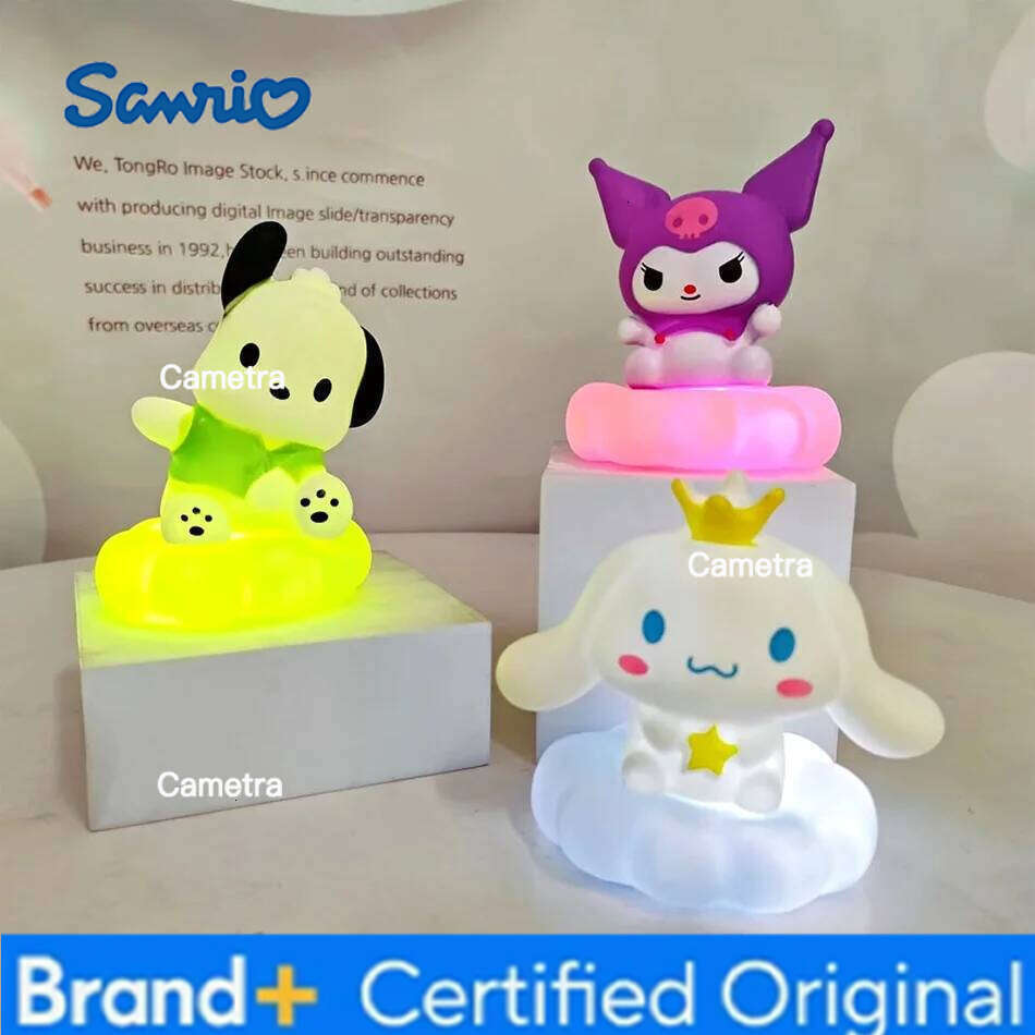 Sanrio Cartoon Kuromi Night Enamel Cloud Cinnamoroll Pochacco Small Table Light Illuminating Decoration H260128