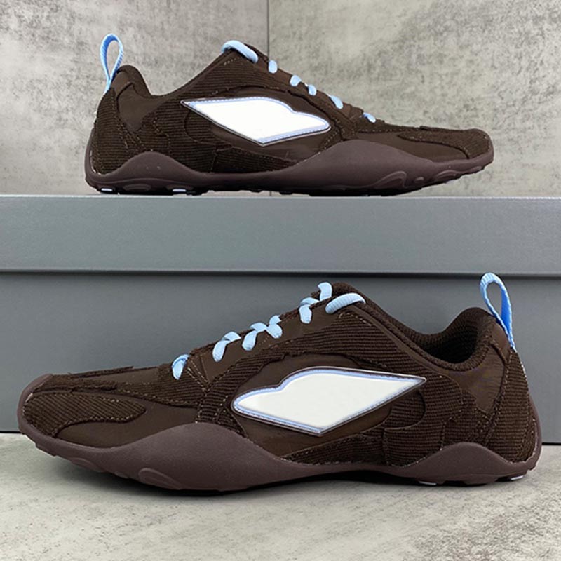 Men Monday Ultra Trainers in Brown White Light Blue Beige Designer Mens Sports Shoes Cotton and Polyester Back Pull on Tab Rubber Sole Foam Insole Luxury Sneakers