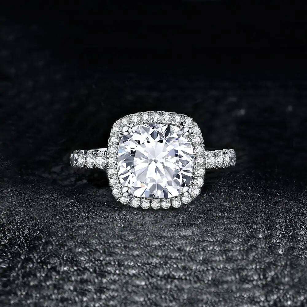 JewelryPalace 925 Sterling Silver Wedding Engagement for Women 3ct Halo Princess cut Simulated Diamond AAAAA CZ Bridal Ring XJ260127
