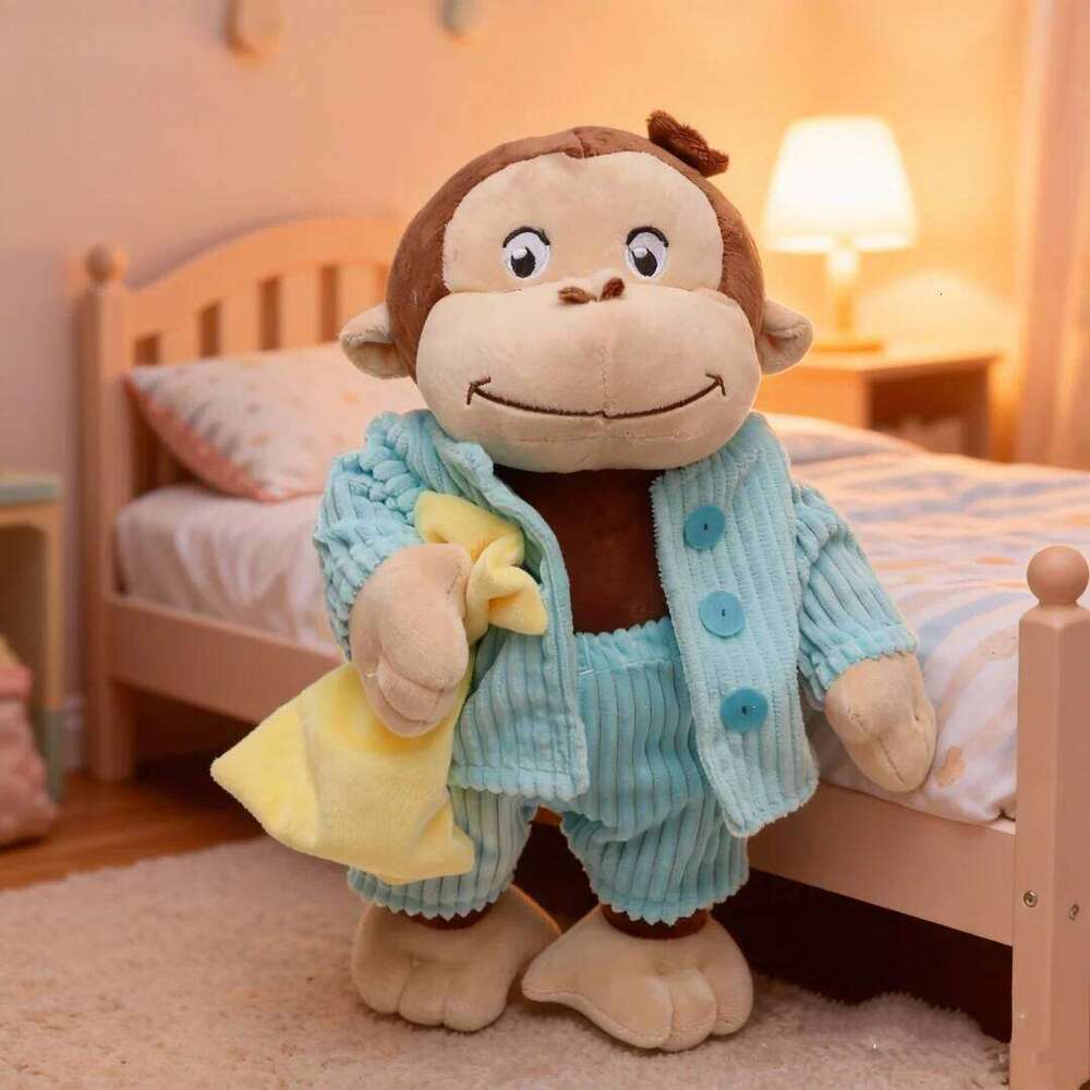 Kawaii Curious George Plush Toys Stuffed Anime Animal Cute Chimpanzee Doll Kids Animation Fans Halloween Christmas Gifts Y260128