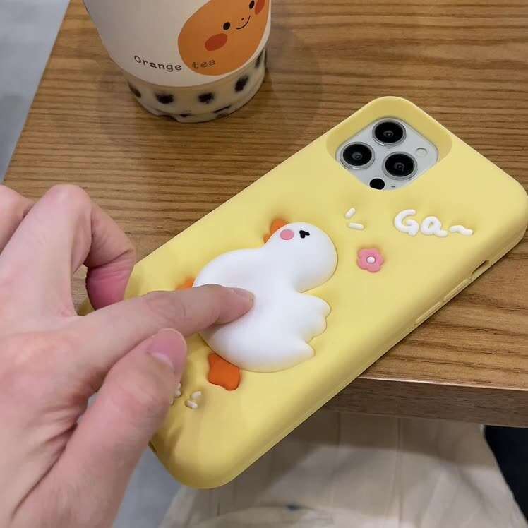 Custom Silicone Apple 16 Phone Case Cartoon 17 Soft Shell 3D Bread Feel 15 Pro Max Stress Relief Squeeze Duck S260128