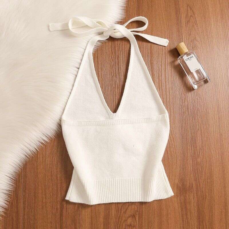 National Style New Chinese Embroidery Camisole For Women, Inner Wear And Outer Wear, Summer With Chest Pad, Sexy Backless Hot Girl Knitted Top