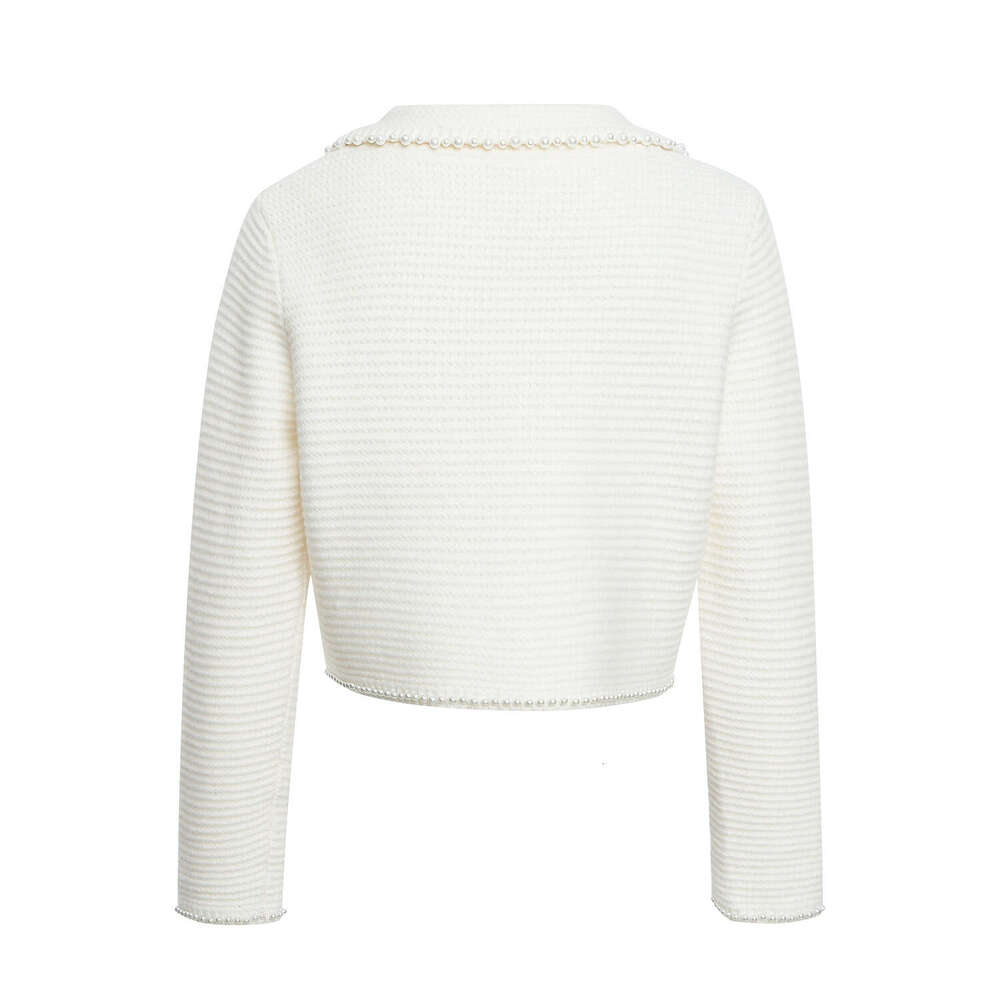 2026 autumn new designer retro pearl decoration doll collar elegant versatile knitted cardigan jacket