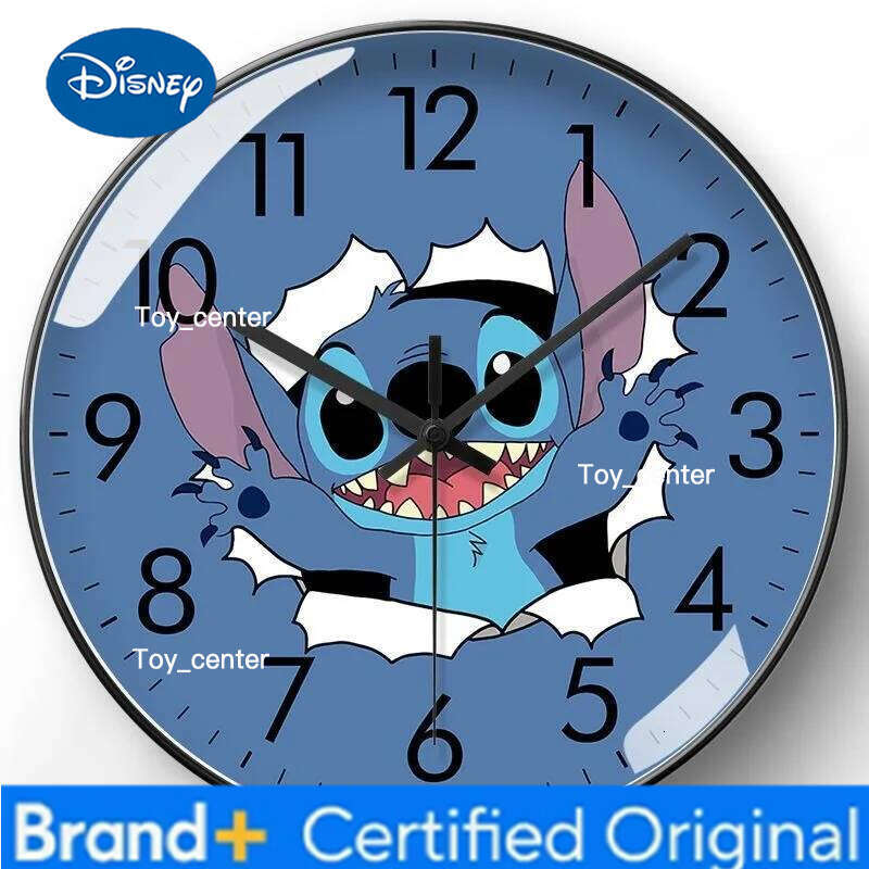 Disney New Lilo & Stitch Cartoon Creative Anime Wall Cute Fashion Simple Silent Clock Bedroom Living Room Decoration Pendant H260128