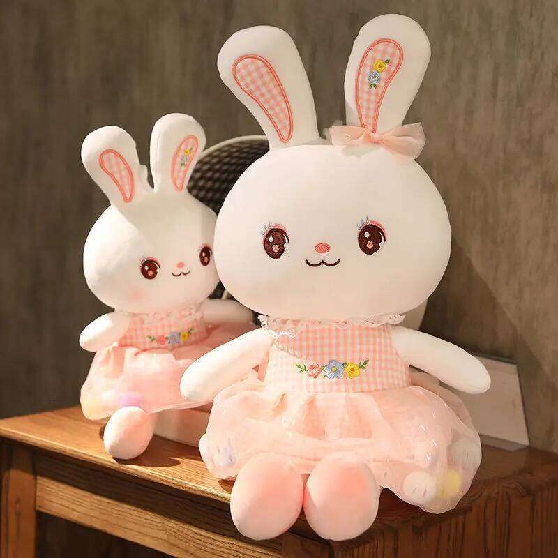 Cute skirt plush toy colorful soothing little white rabbit rag doll children's birthday gift Y260128