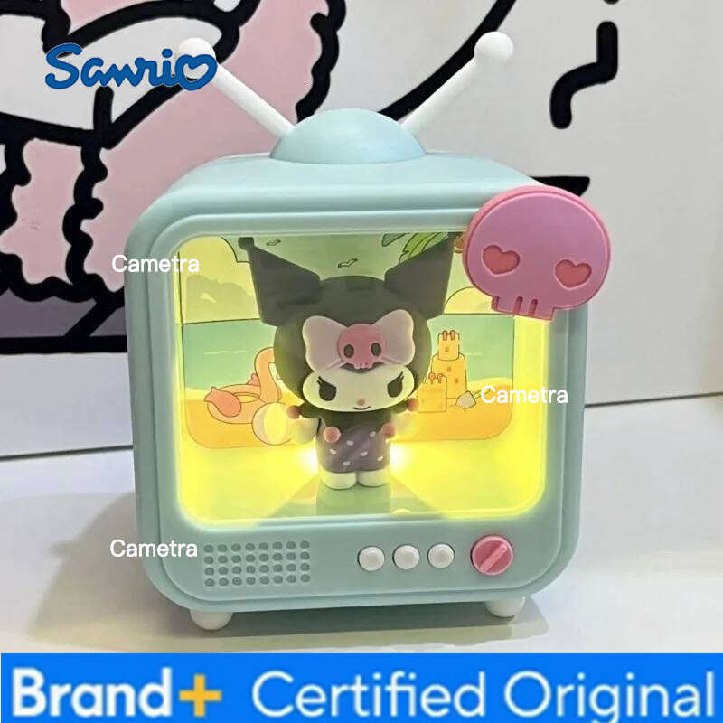 Sanrio kawaii Character TV Channel Series Luminous Night Light Toys Anime Kuromi Cinnamoroll HelloKitty Girls Desktop Ornaments H260128