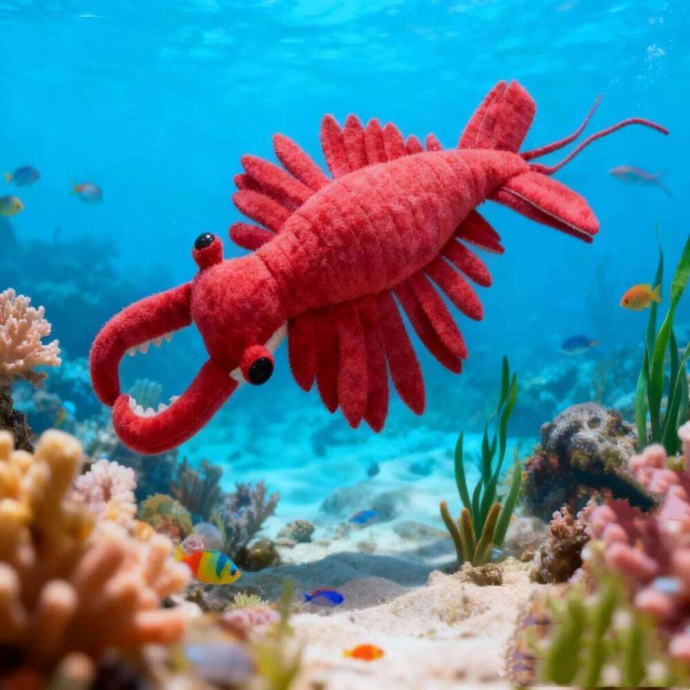 54.99cm Realistic Anomalocaris Stuffed Animal Plush Vibrant Red Lifelike Shrimp with Intricate Details Christmas Birthday Gifts Y260128