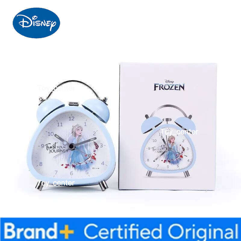 Disney Alarm Mickey Elsa Cartoon Triangle Metal Silent Night Light Dual Pointer Rings The Bell Wake Up Clock Bedroom H260128