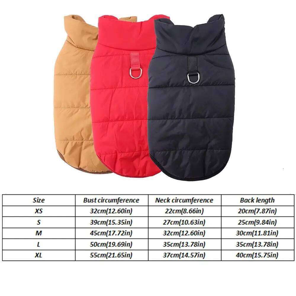 Pet Clothes Waterproof Winter Coat Fleece Thickened Cotton Jacket with D Shape Ring Warm Dog Vest Small Medium Dogs XJ260127