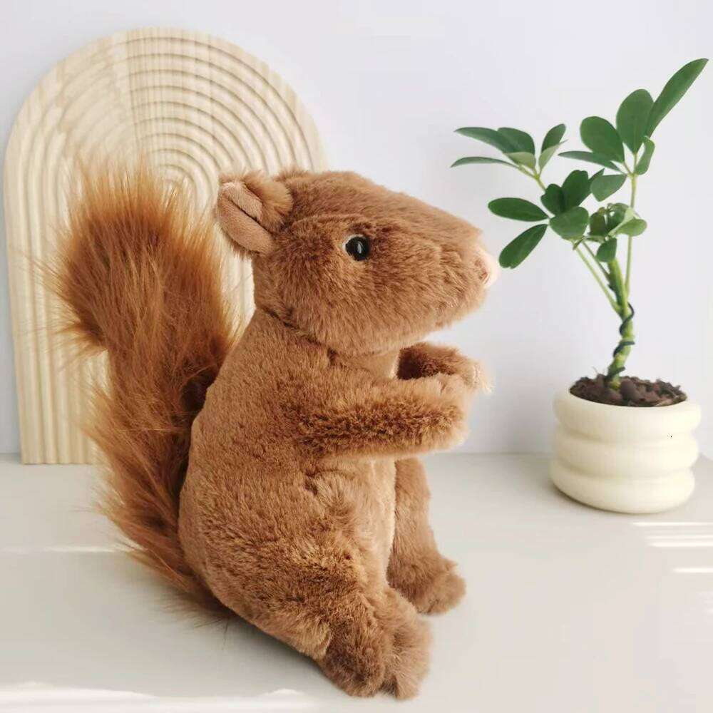 20cm Emulational Forest Animal Plush Toy Cute Brown Squirrel Stuffed Soft Toys Kawaii Plushies Gift For Girl Boy Y260128