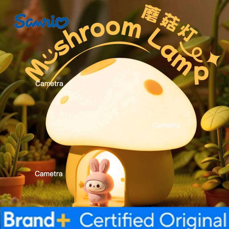 Sanrio Mushroom Tap LightUSBRechargeable Creative Atmosphere Night Light Dormitory Bedroom Bedside Cute Timed Silicone Table Lamp H260128