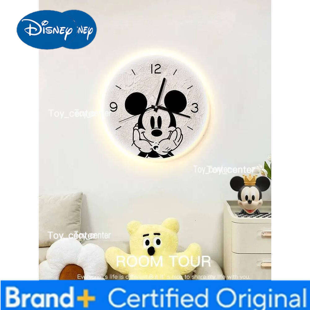 Disney Nordic Home Living Dining Room Decor Fashion Cartoon Mickey Wall Watch Creative Luminous Digital Clock Painting H260128