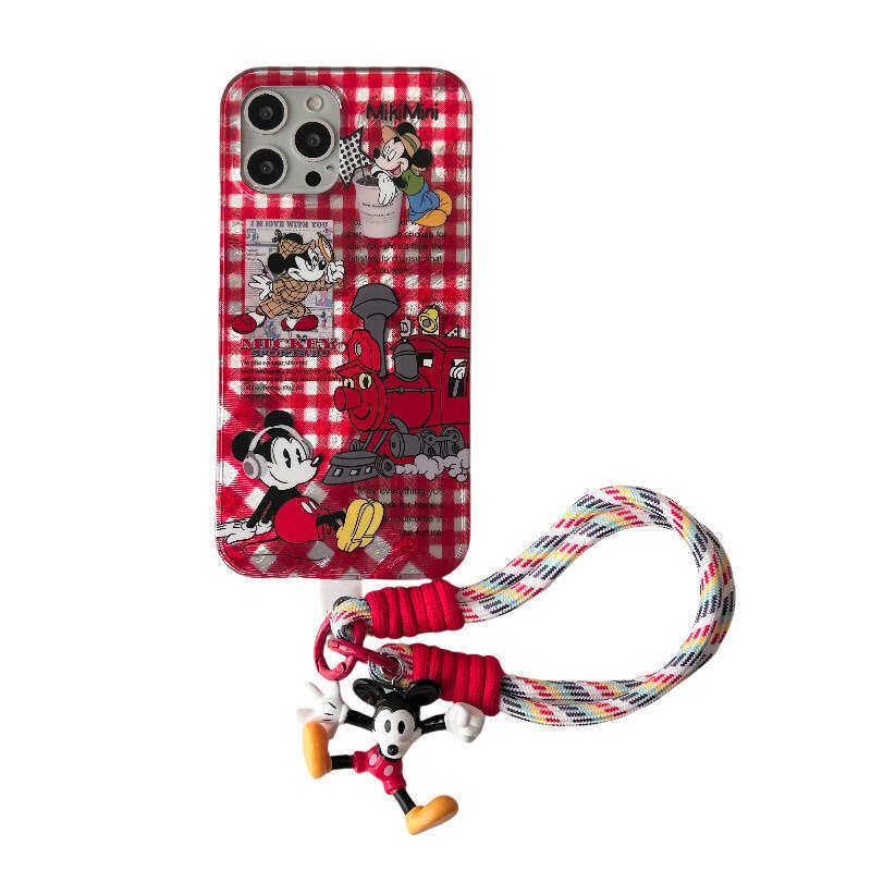 Compatible with Apple 14 Max Phone Case iPhone 15 Cute Red Plaid Mickey Mouse 16 Pro Niche New S260128