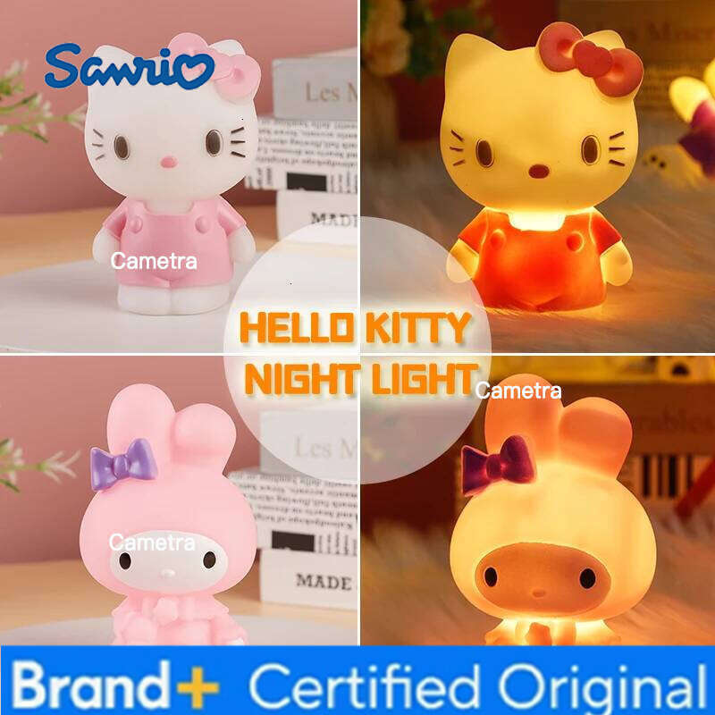 Sanrio Anime Night Light Figure Hello Kitty Kuromi Kawaii Cake Decorative Cinnamoroll Melody Children Birthday H260128