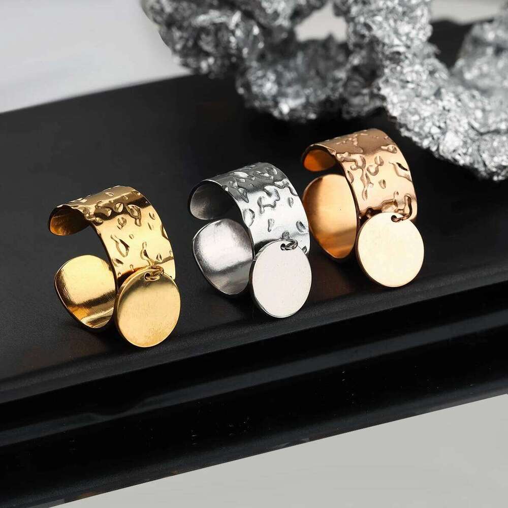 1pc new stainless steel personality fashion open adjustable niche design high-end ring versatile XJ260127